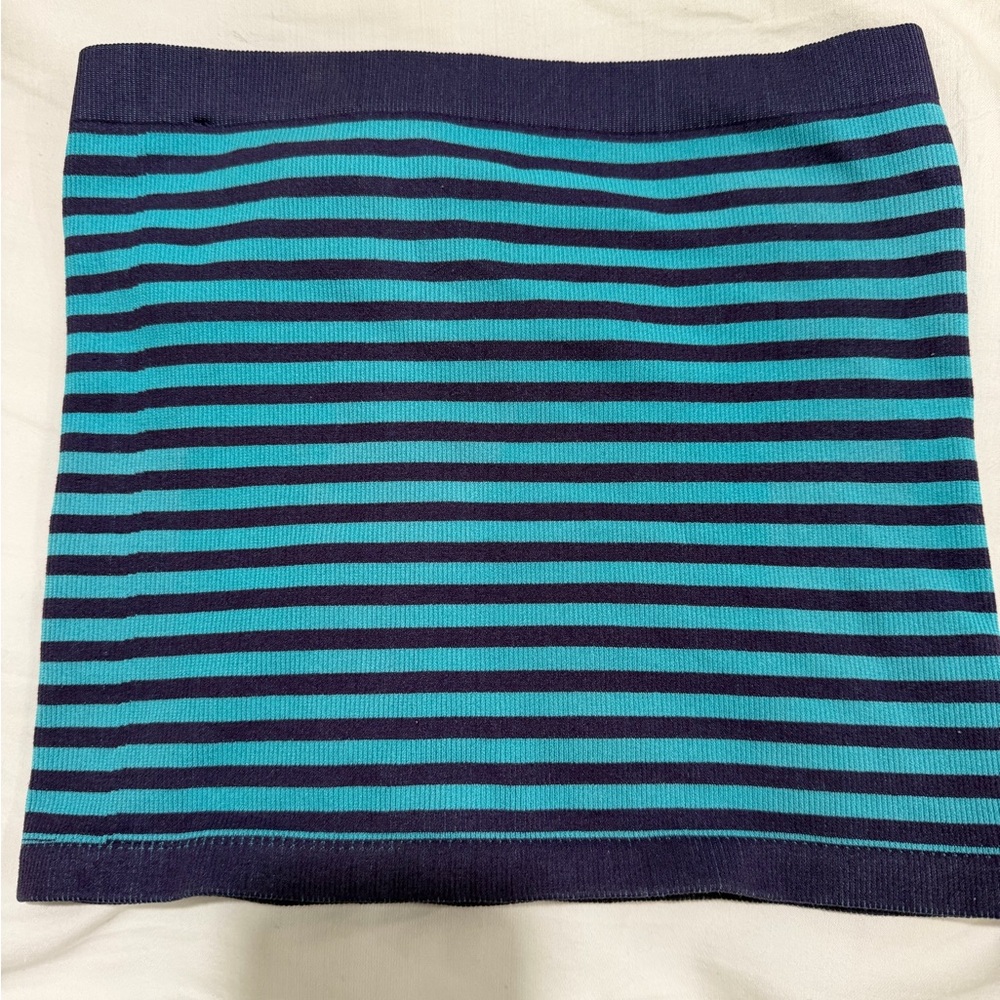Urban Outfitters Navy and Teal Striped Knit Mini